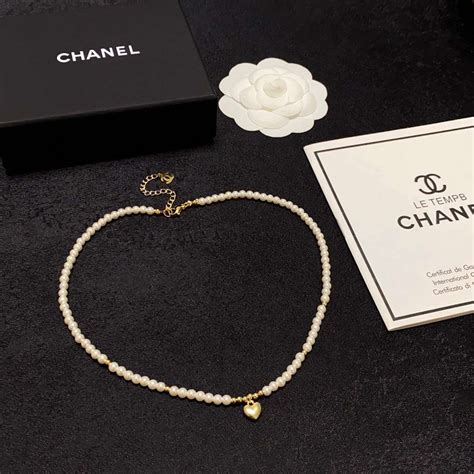 chanel heart pearl necklace|genuine chanel necklace.